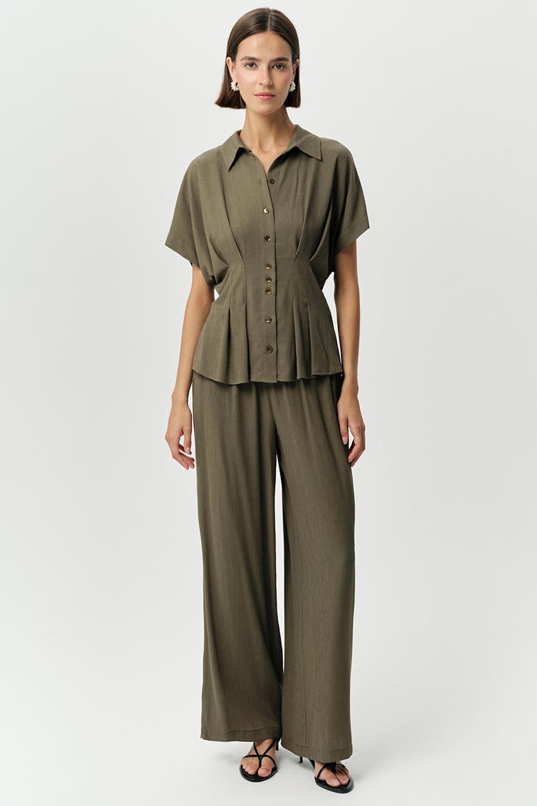 Loni Crinkle Shirt, Alternate, color, Khaki