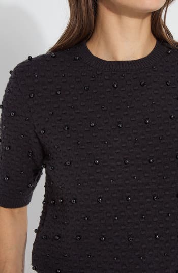 Valentina Imitation Pearl Short Sleeve Sweater
