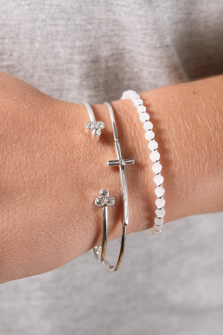 Cross Inline Bangle, Alternate, color, Silver