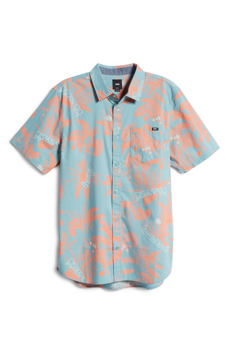 Vans Market Print Short Sleeve Button-Up Shirt, Alternate, color, 