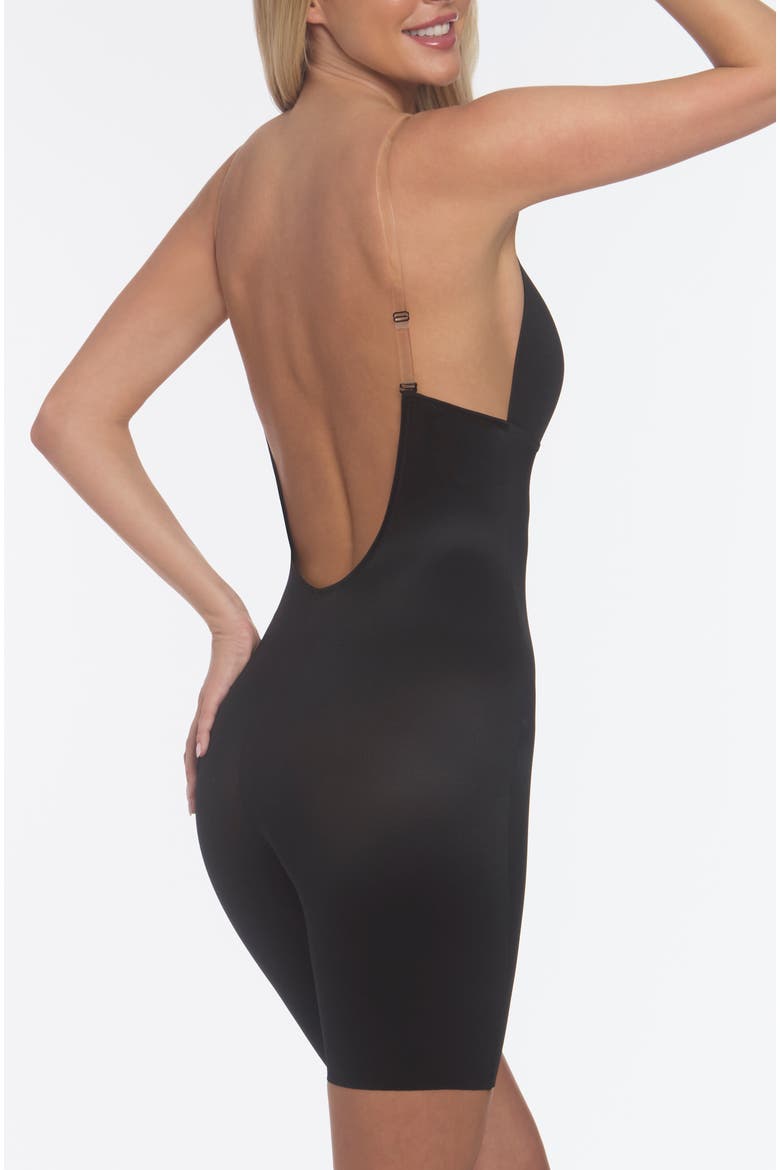 Unity U Plunge Low Back Thigh Shaping Bodysuit with Convertible Straps, Alternate, color, Black