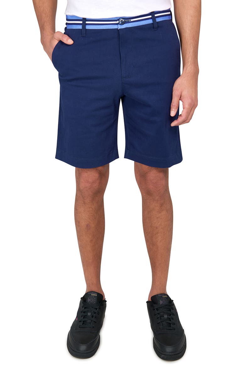 Slim Fit Solid Flat Front Shorts, Main, color, NAVY