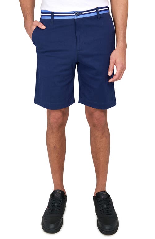 Construct Solid Flat Front Shorts In Navy