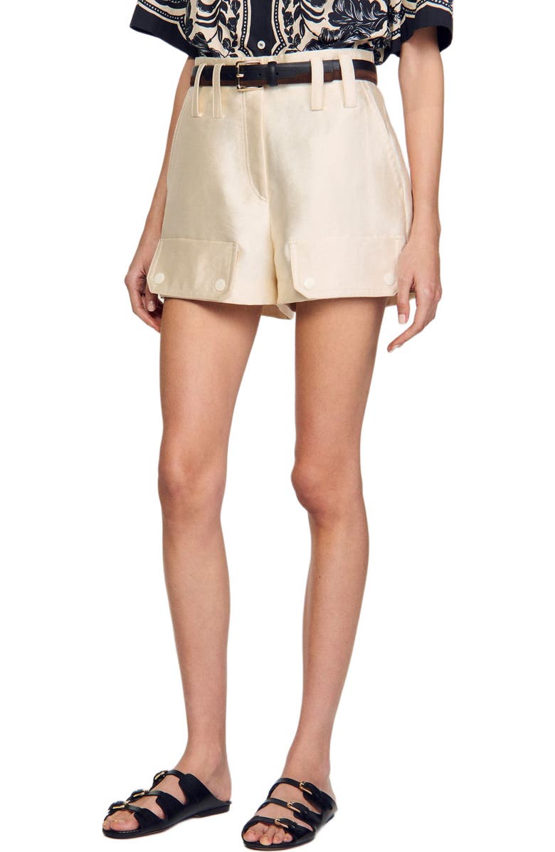 SANDRO Leather sandals, Alternate, color, Black