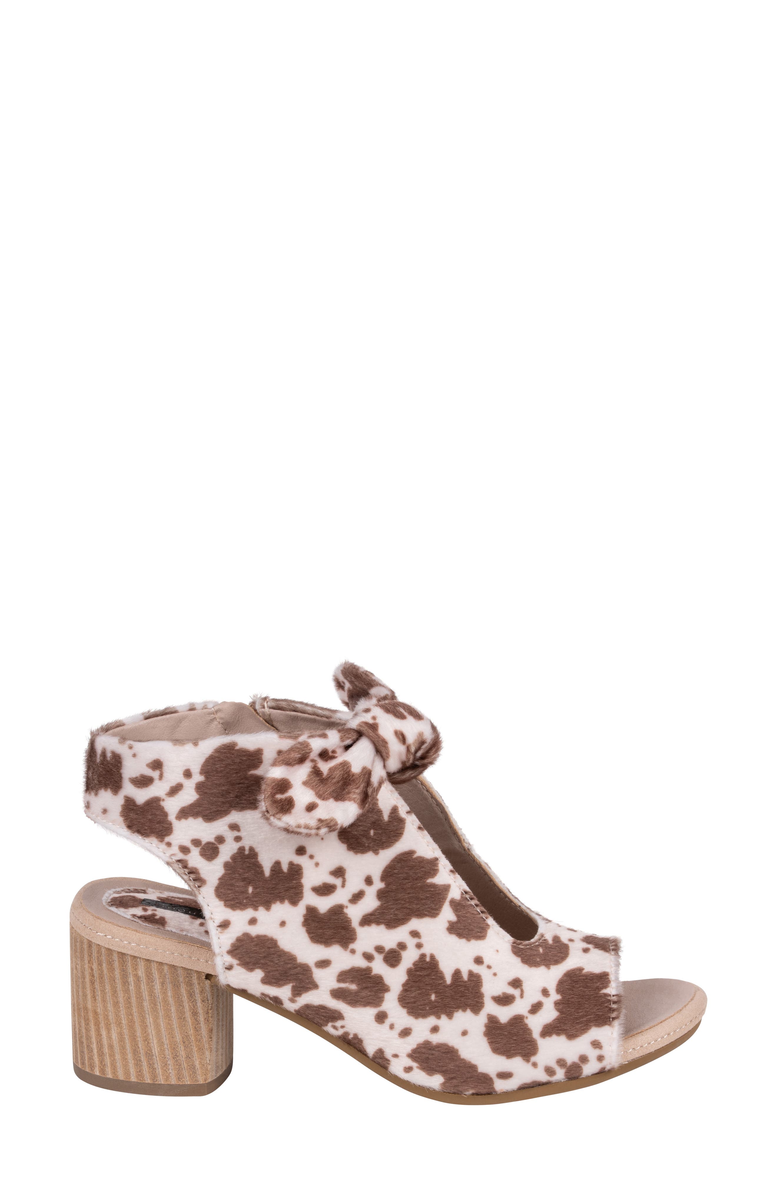 Kimora Bow Block Heel Bootie, Alternate, color, COW PRINT