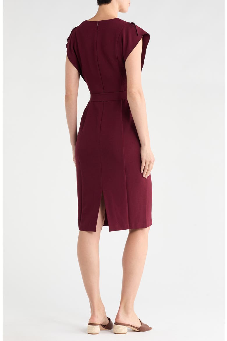 Flutter Sleeve Sheath Midi Dress, Alternate, color, WINE