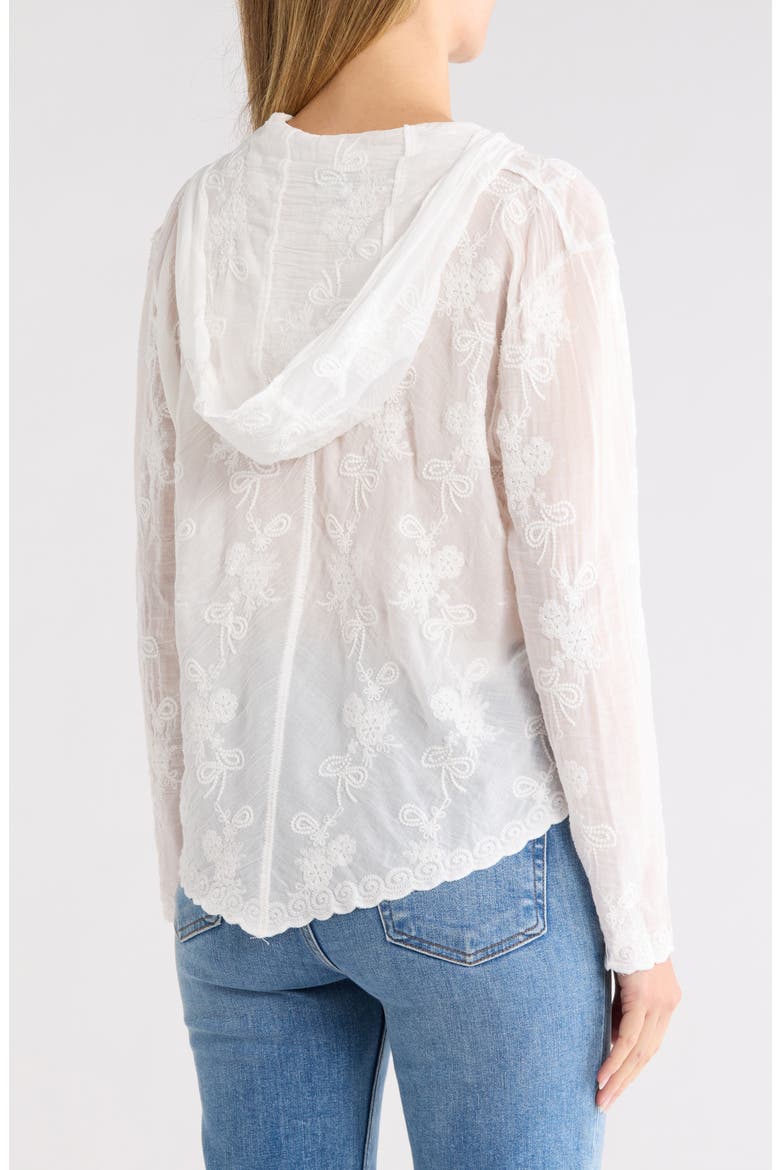 Embroidered Cotton Hooded Shirt, Alternate, color, WHITE