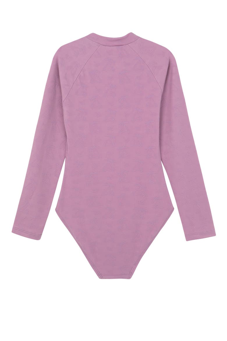 Palm Party Textured Long Sleeve Zip Front One Piece, Alternate, color, Pink