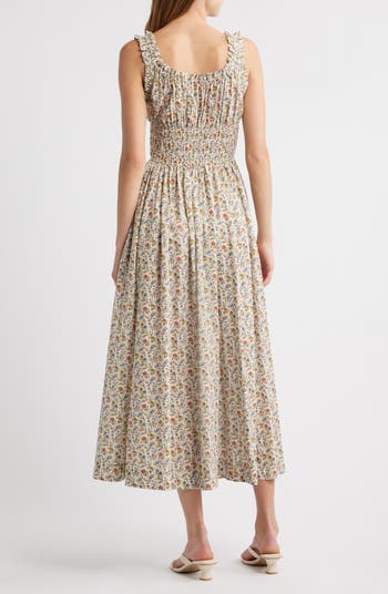 Emmaretta Floral Pleated Cotton Voile Maxi Dress