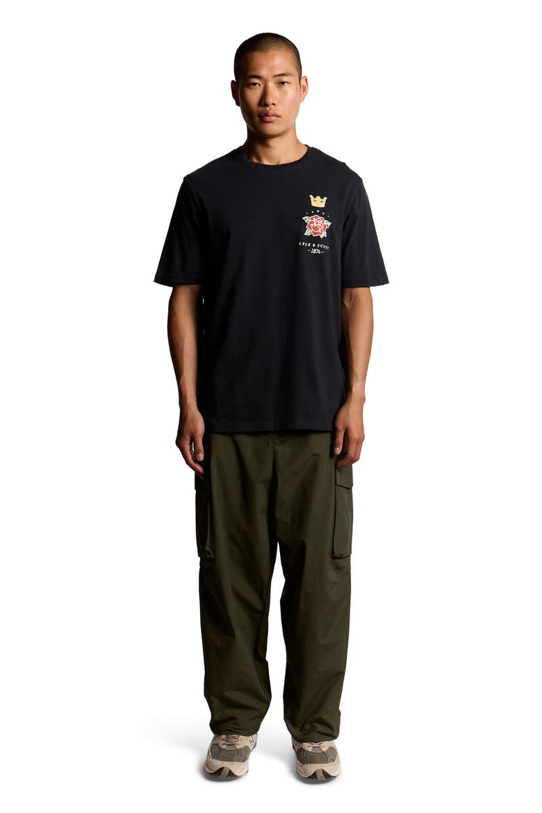Rose And Crown Graphic T-shirt, Main, color, Dark Navy