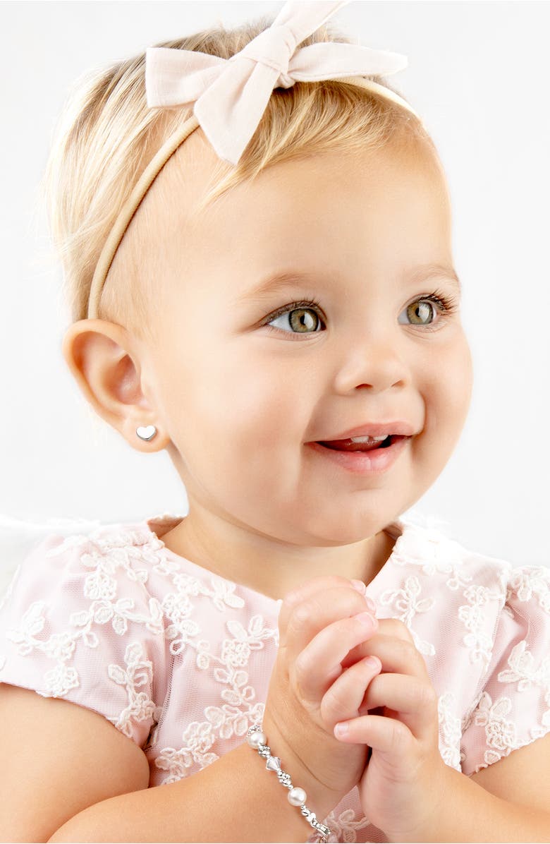 Tiny Blessings 14K Gold Modern Heart Studs Screw Back Earrings, Alternate, color, 14K White Gold