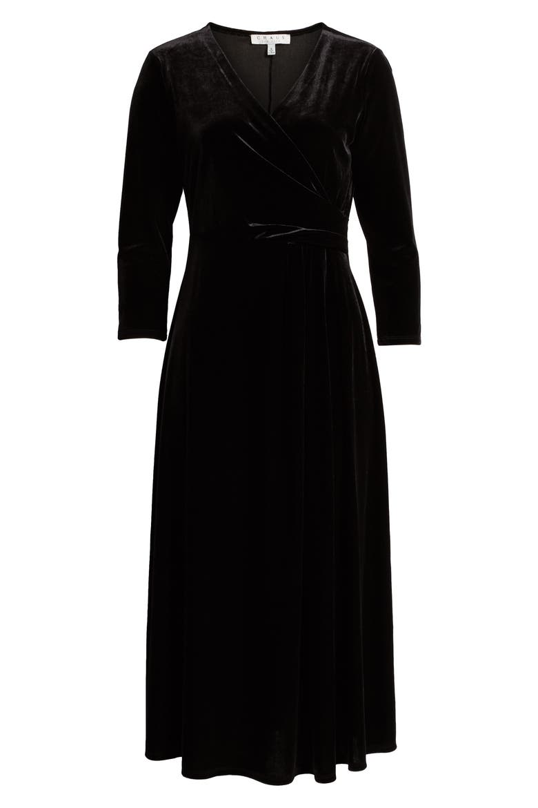Velvet Wrap Style Dress, Alternate, color, RICH BLACK
