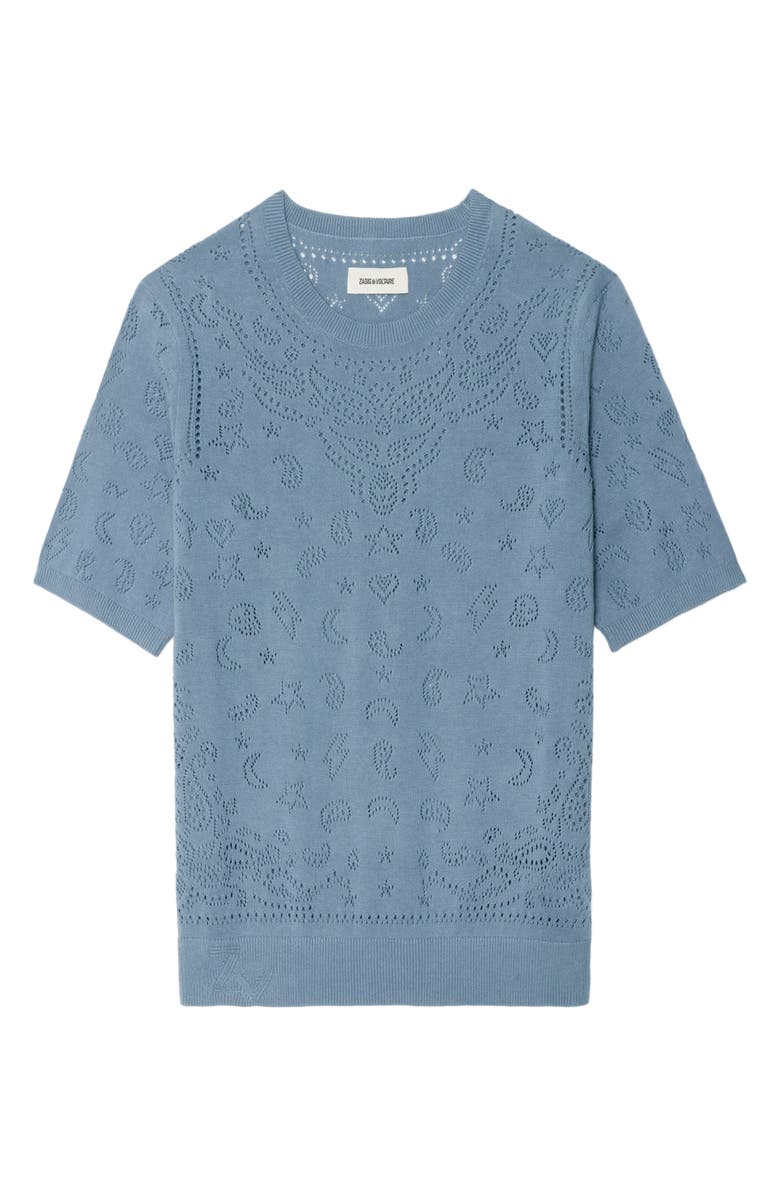 Zadig & Voltaire Dolly Bandana Pointelle Cotton Sweater, Alternate, color, Sixtine