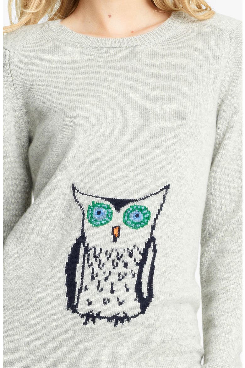 Owl Cashmere Sweater, Alternate, color, LIGHT GREY