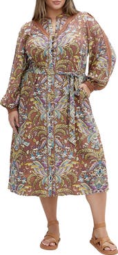 City Chic Mysteria Long Sleeve Midi Dress