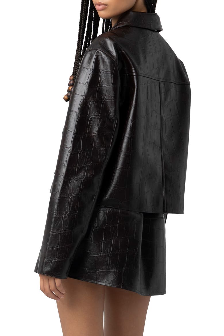 Embossed Faux Leather Jacket, Alternate, color, INNER DRIVE