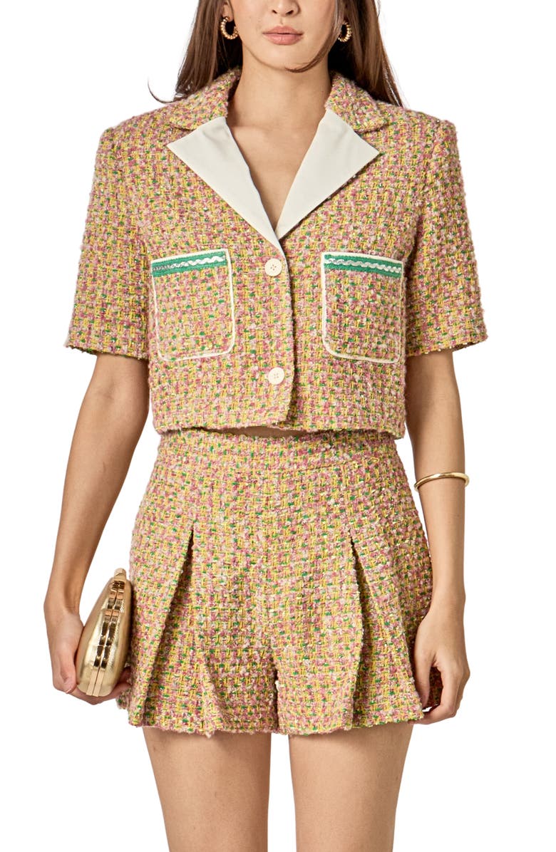 English Factory Crop Tweed Jacket, Main, color, Multi