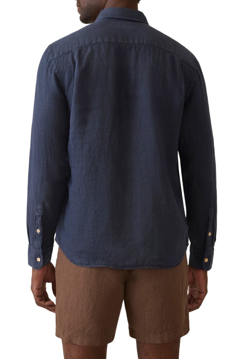 Laguna Linen Button-Up Shirt, Alternate, color, ISLAND NAVY