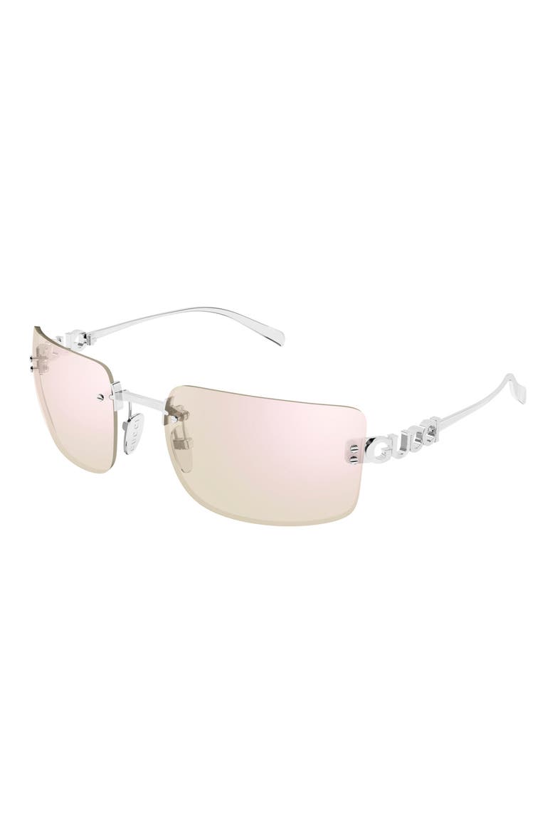 61mm Rectangular Sunglasses, Alternate, color, SILVER