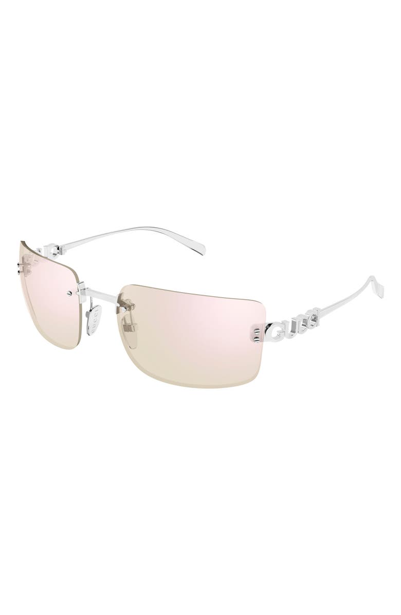 Gucci 61mm Rectangular Sunglasses, Alternate, color, Silver