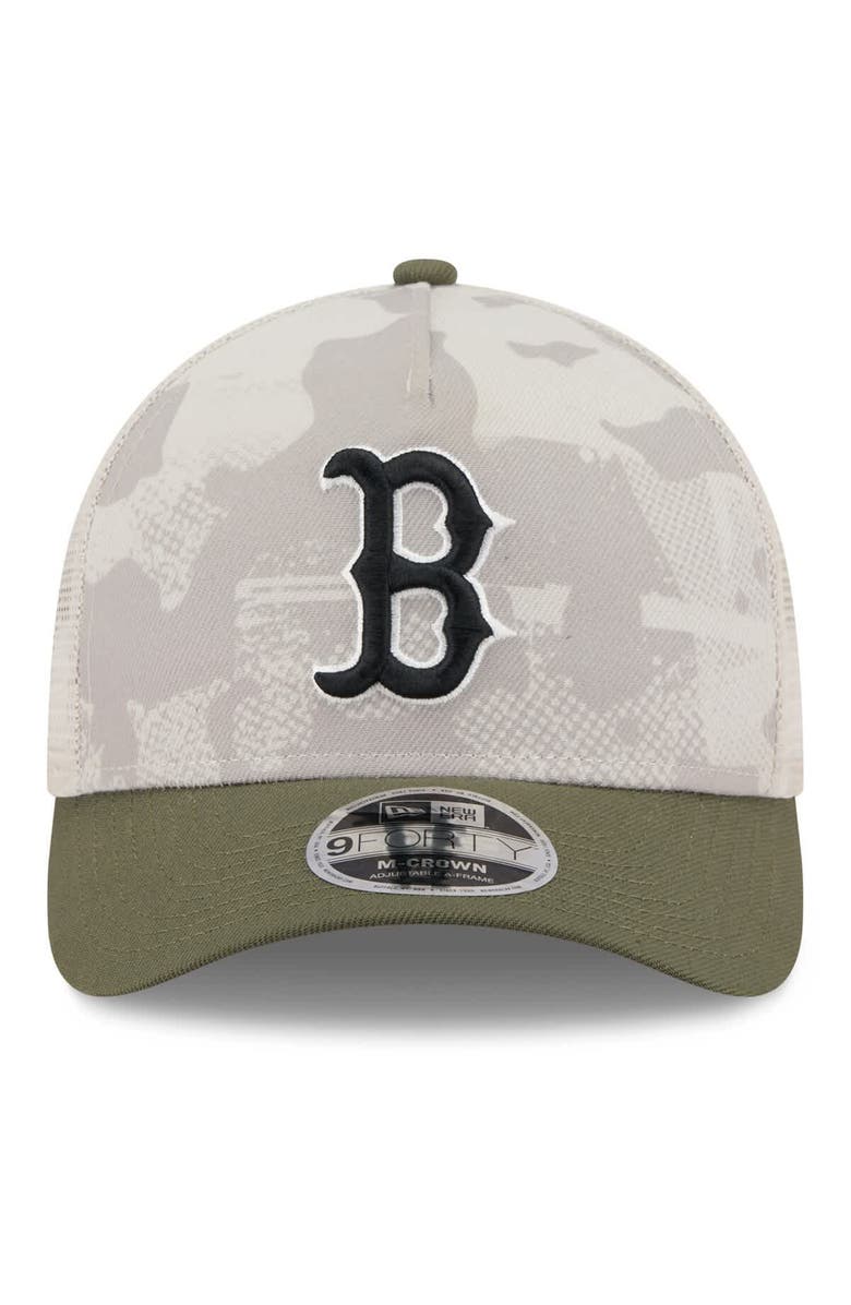 New Era Men's New Era Light Beige/Olive Boston Red Sox 2025 Armed Forces Day 9FORTY M-Crown A-Frame Adjustable Hat, Alternate, color, Light Beige