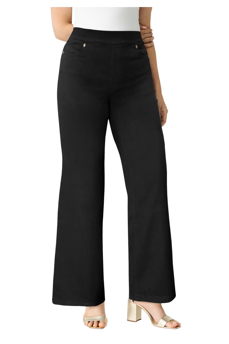 Tall Plus Size 360° Stretch Wide Leg Jean, Main, color, BLACK
