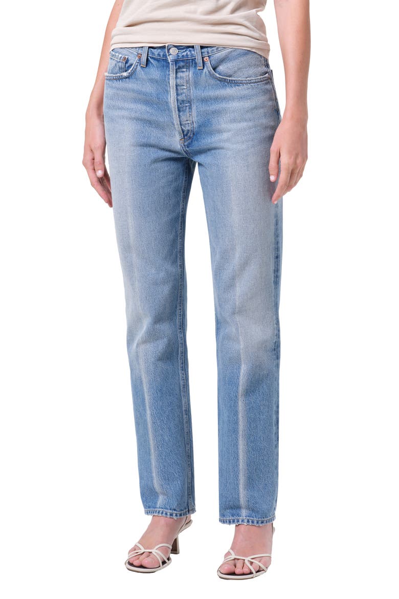 Lana High Waist Straight Leg Jeans, Alternate, color, BRINK MED INDIGO
