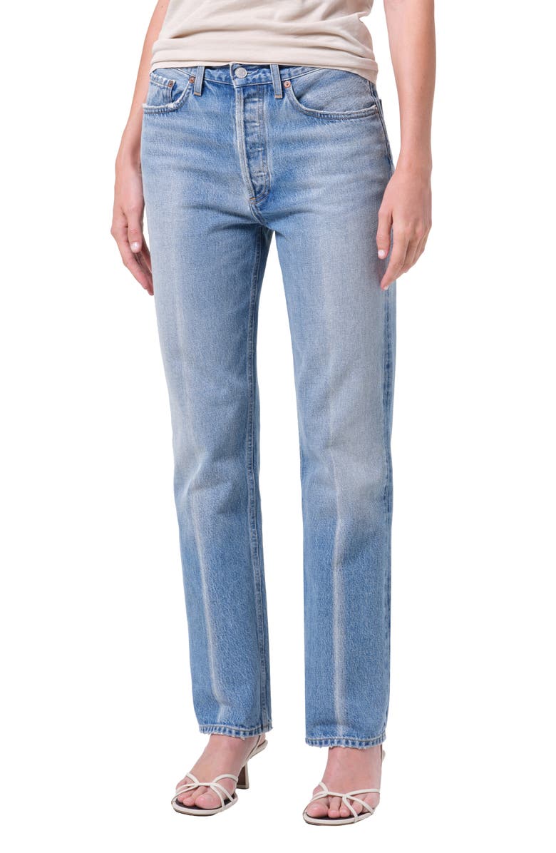 AGOLDE Lana High Waist Straight Leg Jeans, Alternate, color, Brink Med Indigo