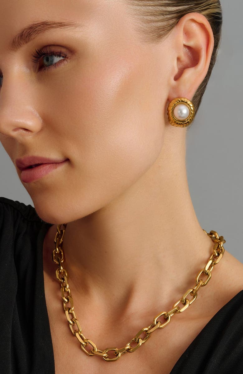 Nialaya Vintage Pearl Earrings, Alternate, color, Gold / Pearl