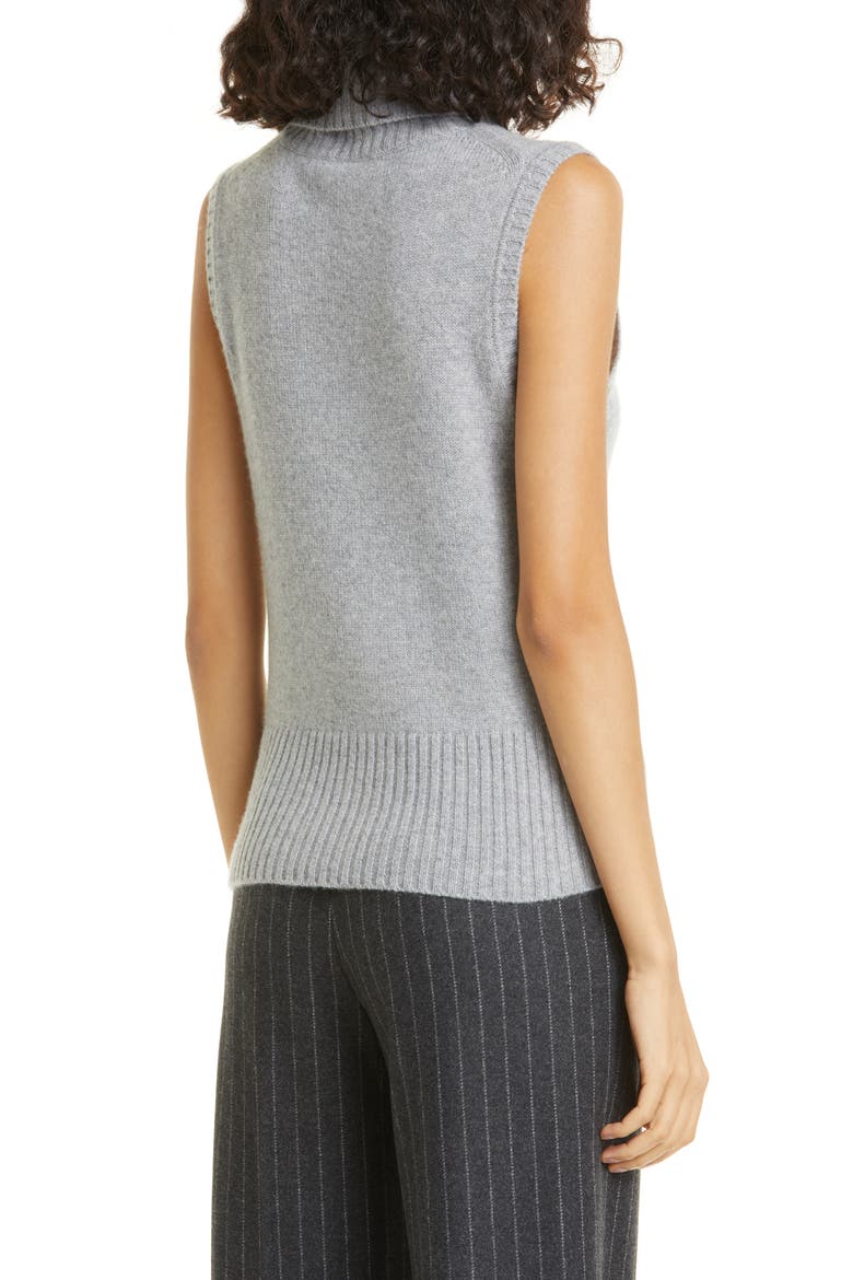 Mazzy Sleeveless Cashmere Turtleneck Sweater, Alternate, color, HEATHER GREY