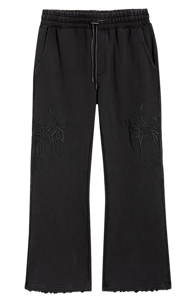 RtA Griffin Cyber Sigilism Flare Sweatpants, Main, color, Black Cyber Sigilism