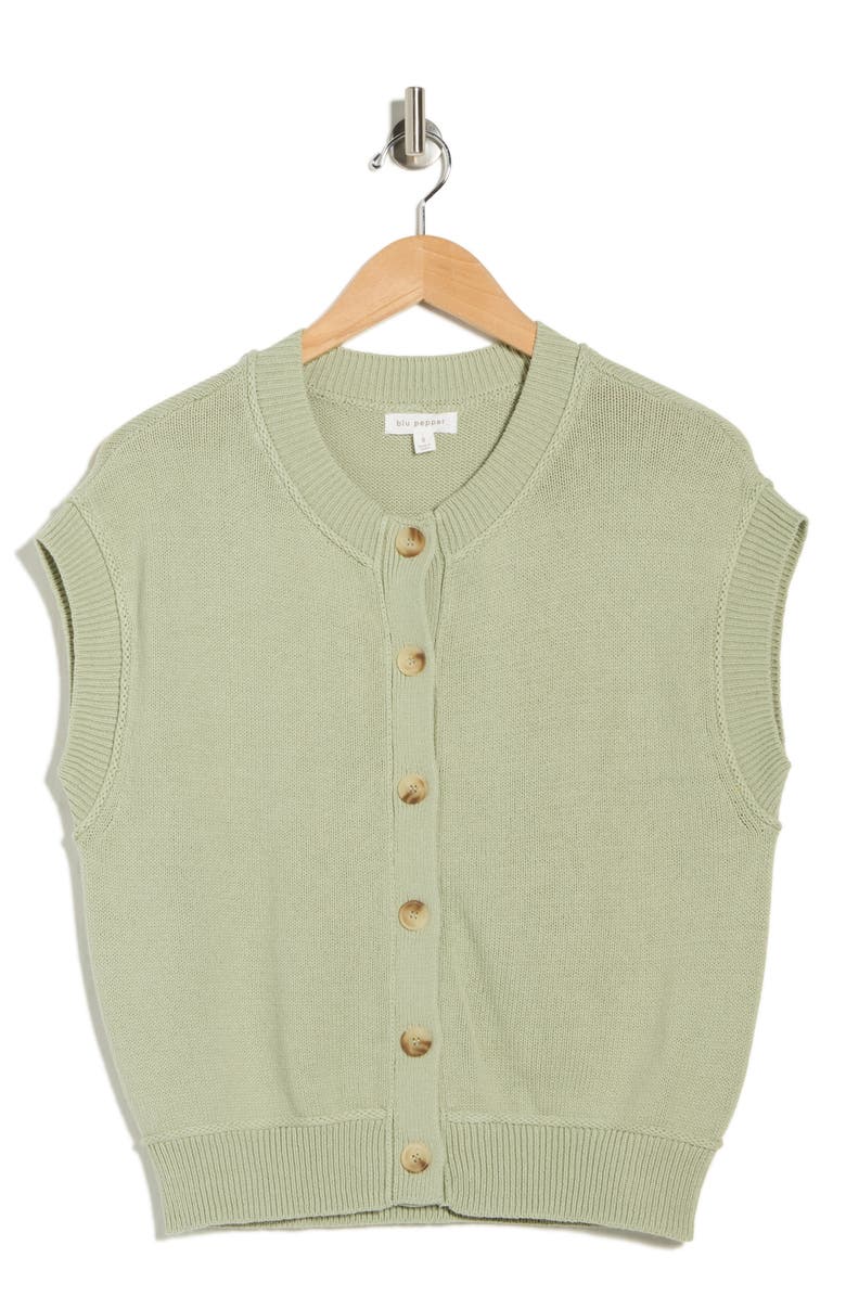 Blu Pepper Cap Sleeve Button Front Cardigan, Main, color, Light Olive