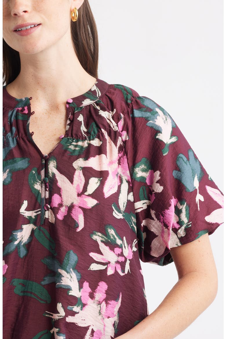 Puff Sleeve Top, Alternate, color, BURGUNDY- PINK LUCY FLORAL