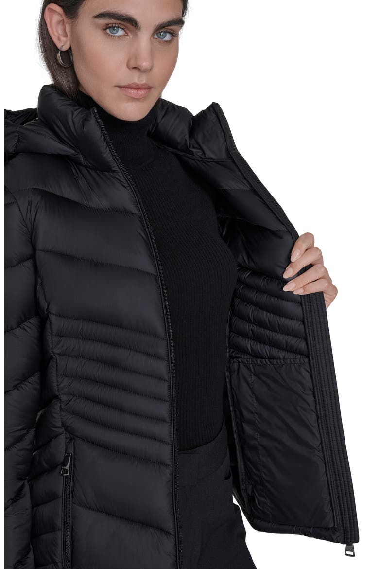 Water Resistant Chevron Quilted Puffer Jacket, Alternate, color, BLACK
