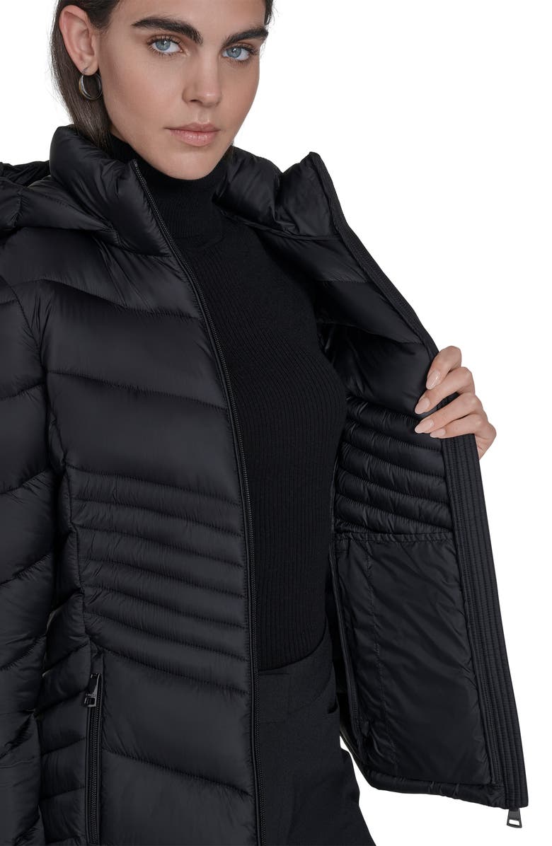 Calvin Klein Water Resistant Chevron Quilted Puffer Jacket, Alternate, color, Black