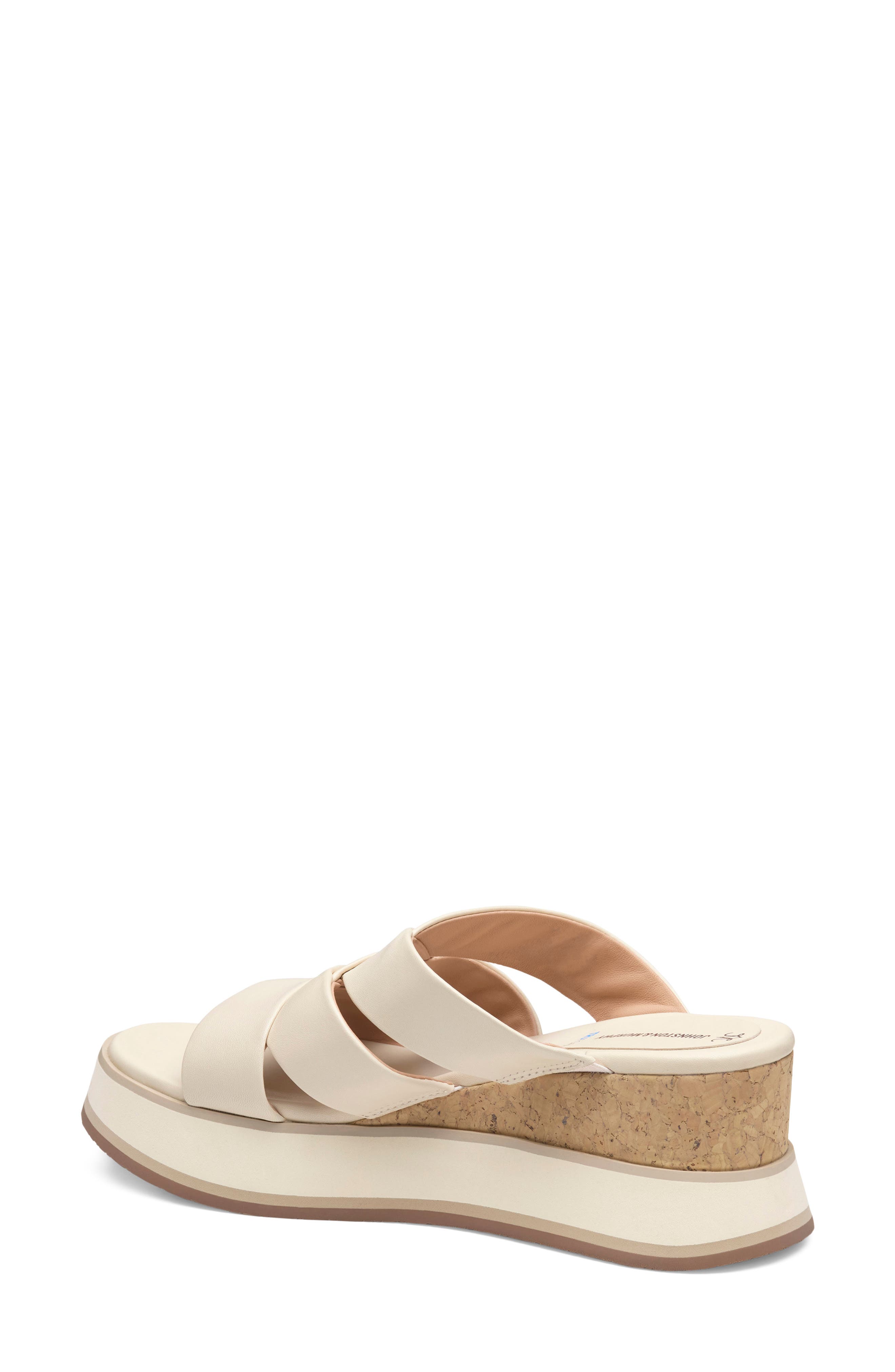 Johnston & Murphy Colleen Platform Wedge Slide Sandal, Alternate, color, Bone Nappa Leather