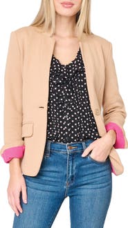 GIBSONLOOK Inverted Notch Collar Cotton Blend Knit Blazer