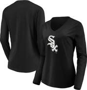 FANATICS Women's Fanatics Branded Black Chicago White Sox Official Logo Long Sleeve V-Neck T-Shirt