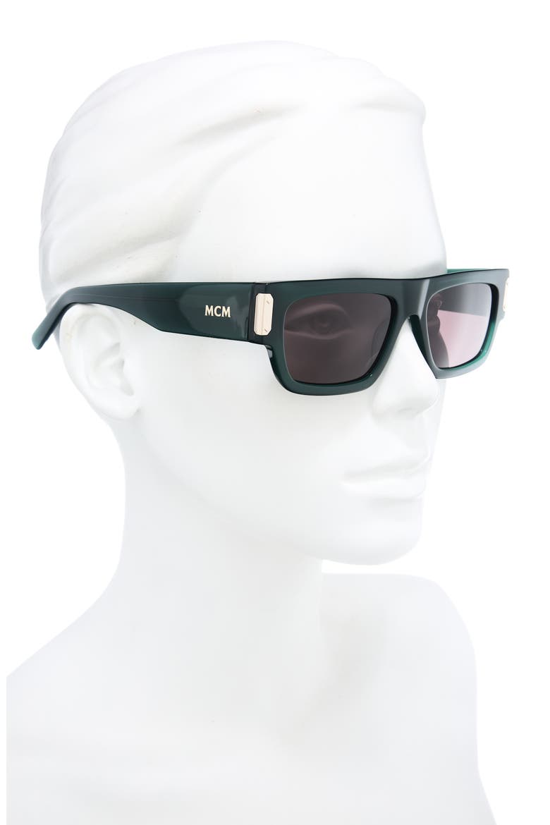 54mm Rectangular Sunglasses, Alternate, color, SHINY DARK GREEN / BROWN