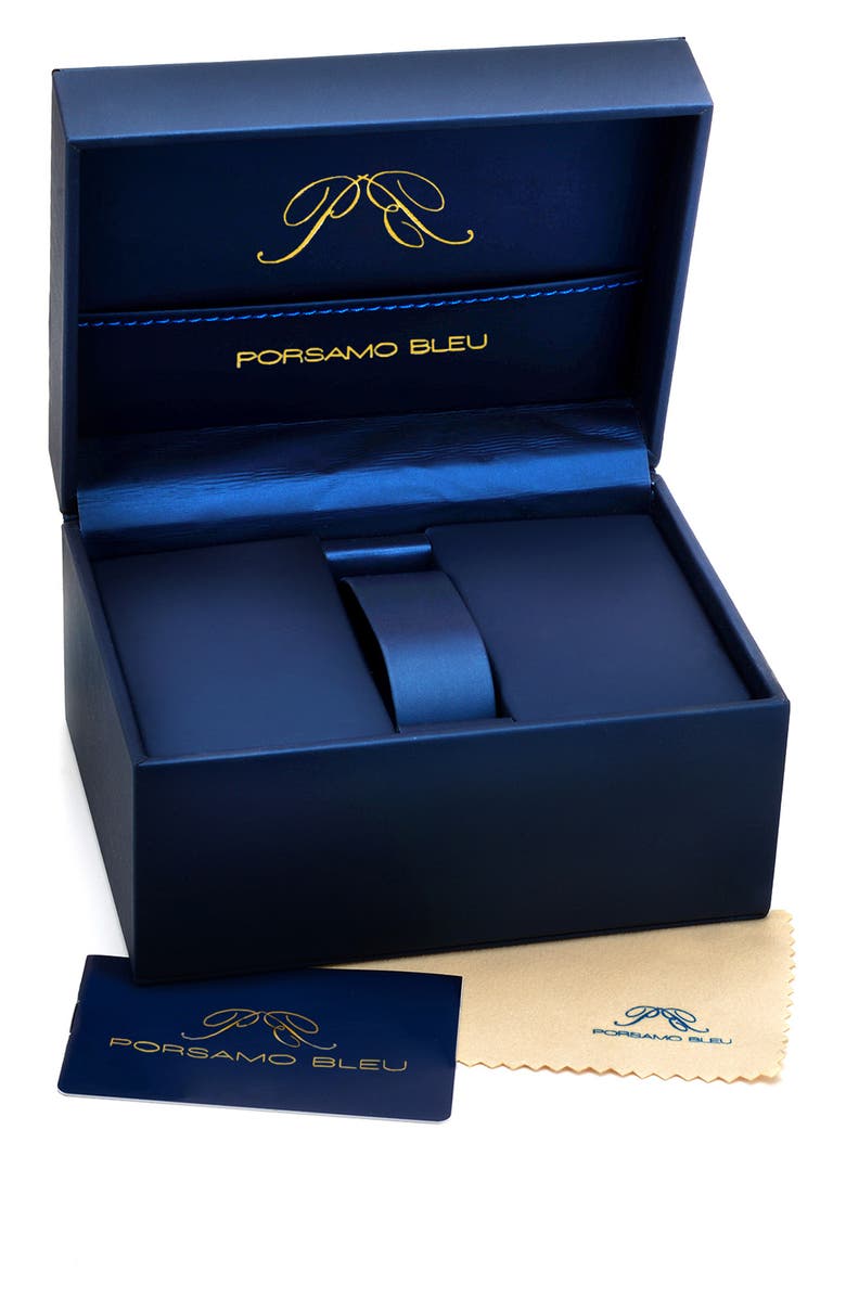 PORSAMO BLEU Ruby Sunray Croc Embossed Leather Strap Watch, 34mm, Alternate, color, 