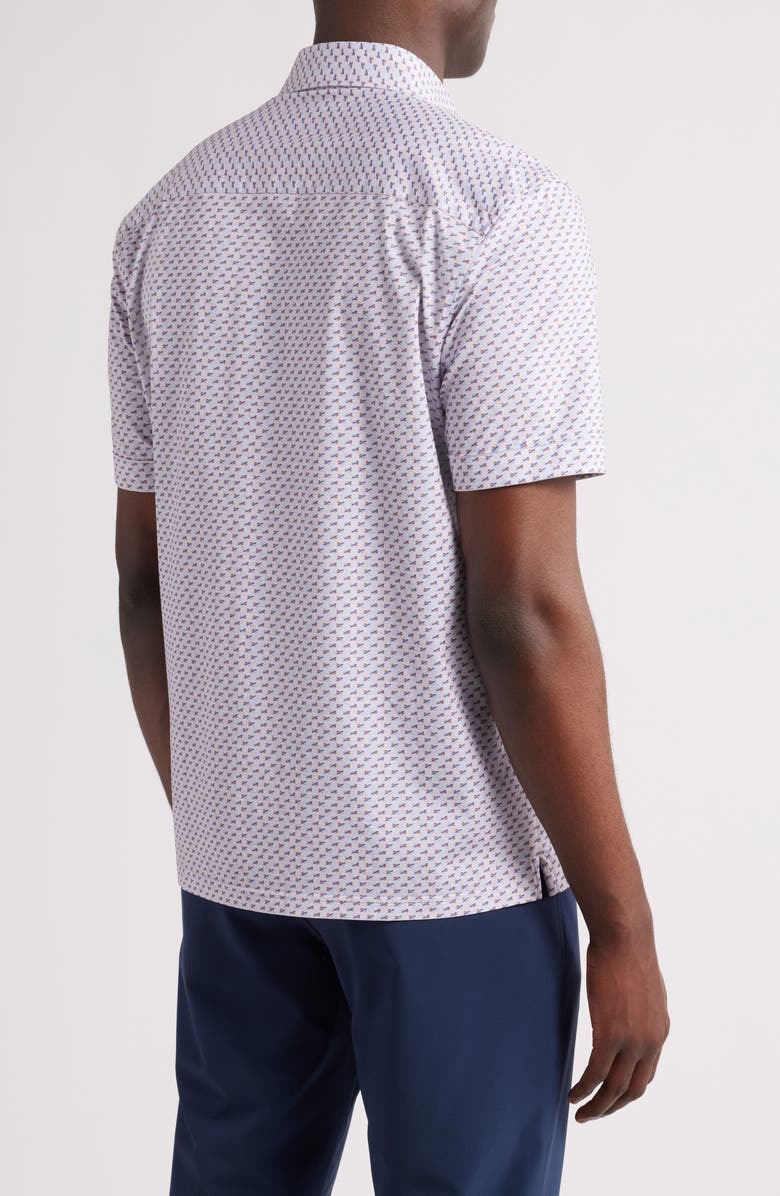 Bugatchi Miles OoohCotton<sup>®</sup> Geometric Print Short Sleeve Button-Up Shirt, Alternate, color, Cement