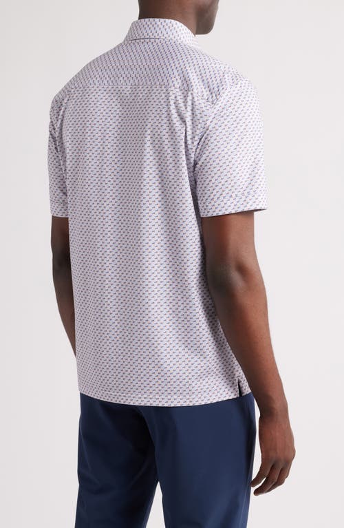 Bugatchi Miles Ooohcotton® Geometric Print Short Sleeve Button-up Shirt In Cement