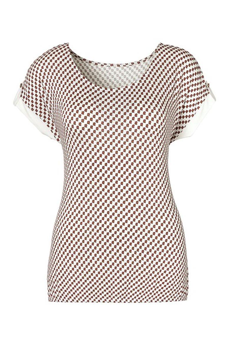 LASCANA Women's Rounded Neckline Top, Alternate, color, White Printed