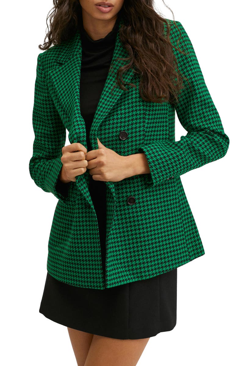 MANGO Houndstooth Double Breasted Blazer, Main, color, 