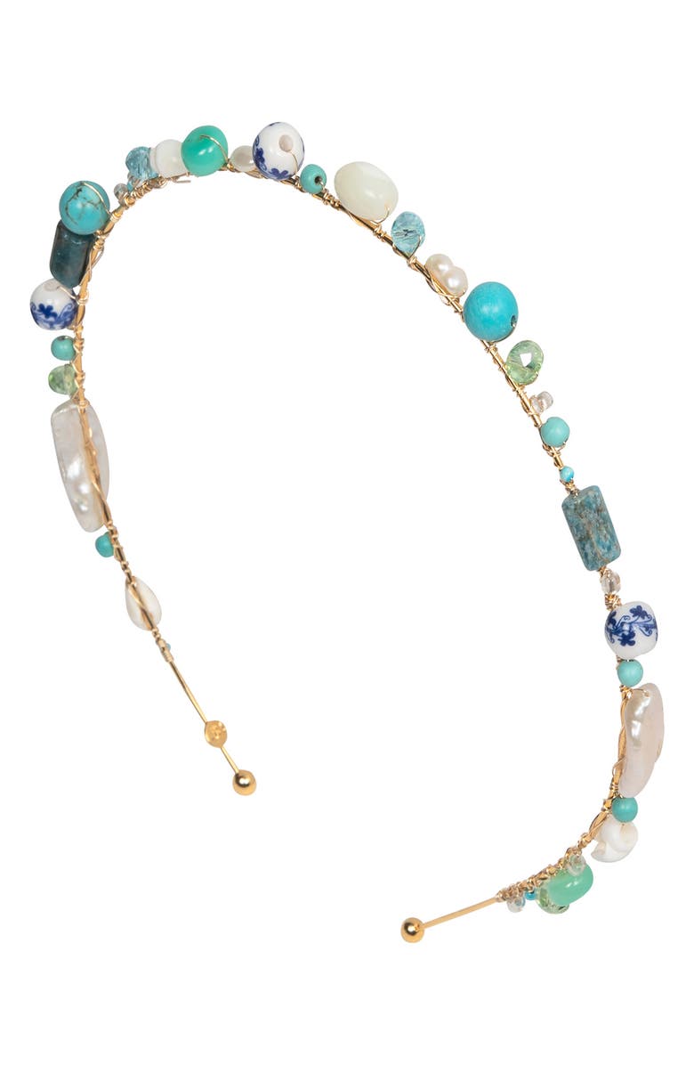 Jennifer Behr Marietta Semiprecious Stone Headband, Main, color, Ocean