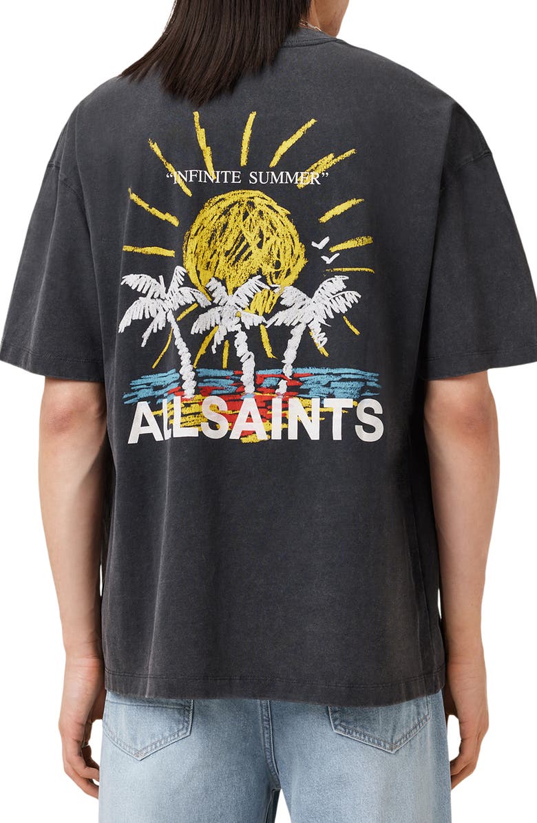AllSaints Cove Oversize Graphic T-Shirt, Alternate, color, Washed Black