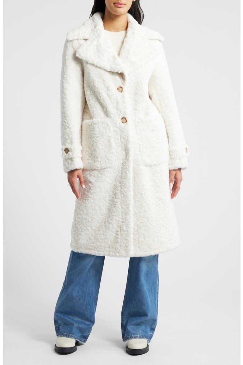 Longline Faux Fur Coat, Main, color, IVORY