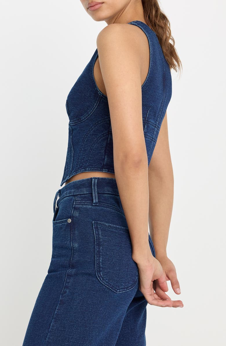 Good American Jeanius French Terry Vest, Alternate, color, Indigo377