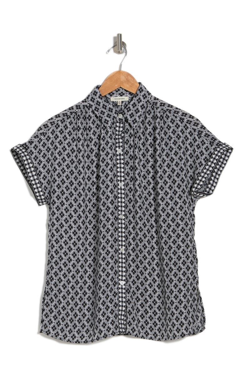 MAX STUDIO Patterned Short Sleeve Button-Up Shirt, Alternate, color,