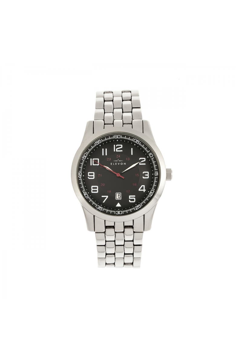 Elevon Garrison Bracelet Watch w/Date, Main, color, Silver/Black